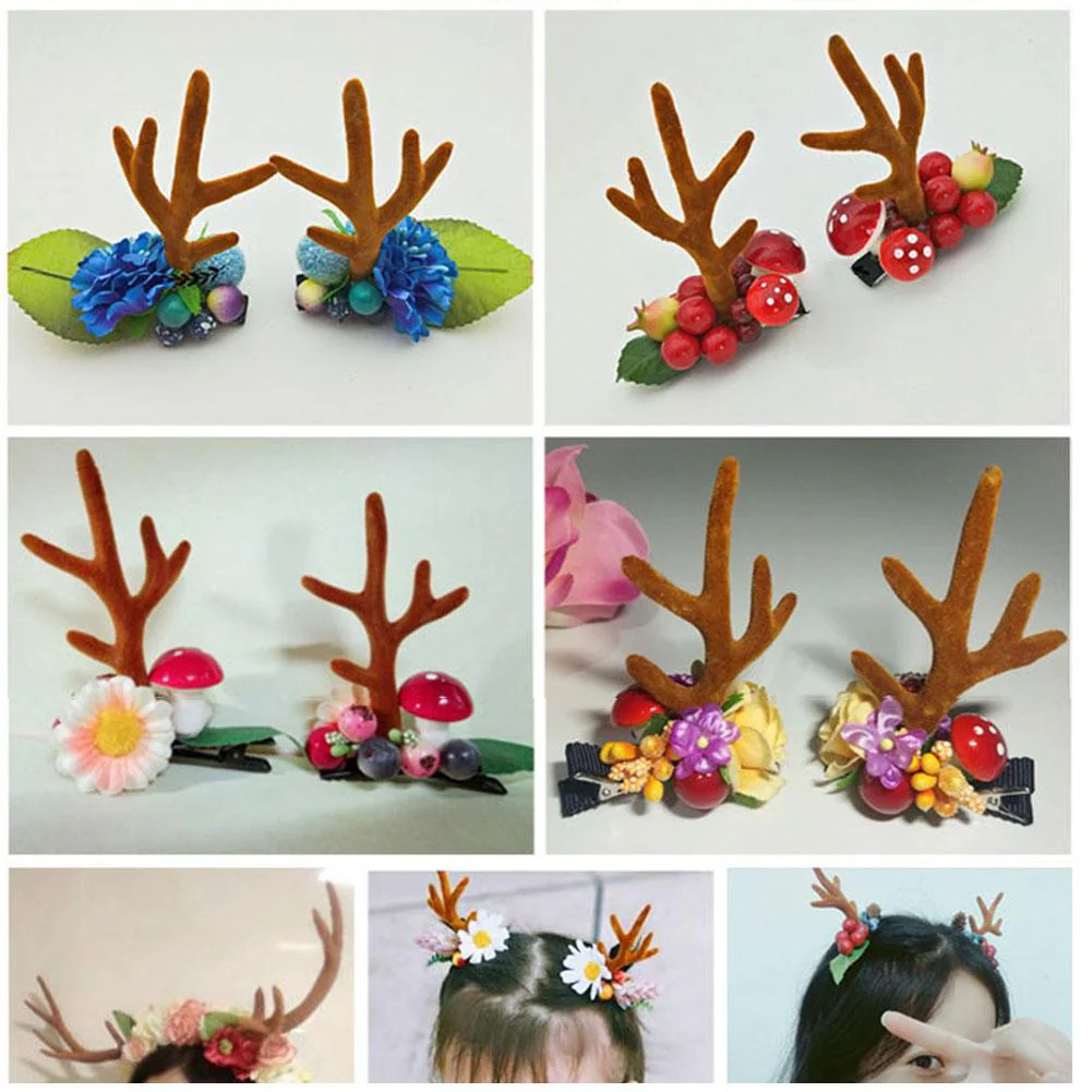 HULIANFU 2026  Christmas Simulation Antlers Headwear Brown Deer Horns Hair Band Headband Goth Halloween Cosplay Accessories Headdress - Deanwangkt