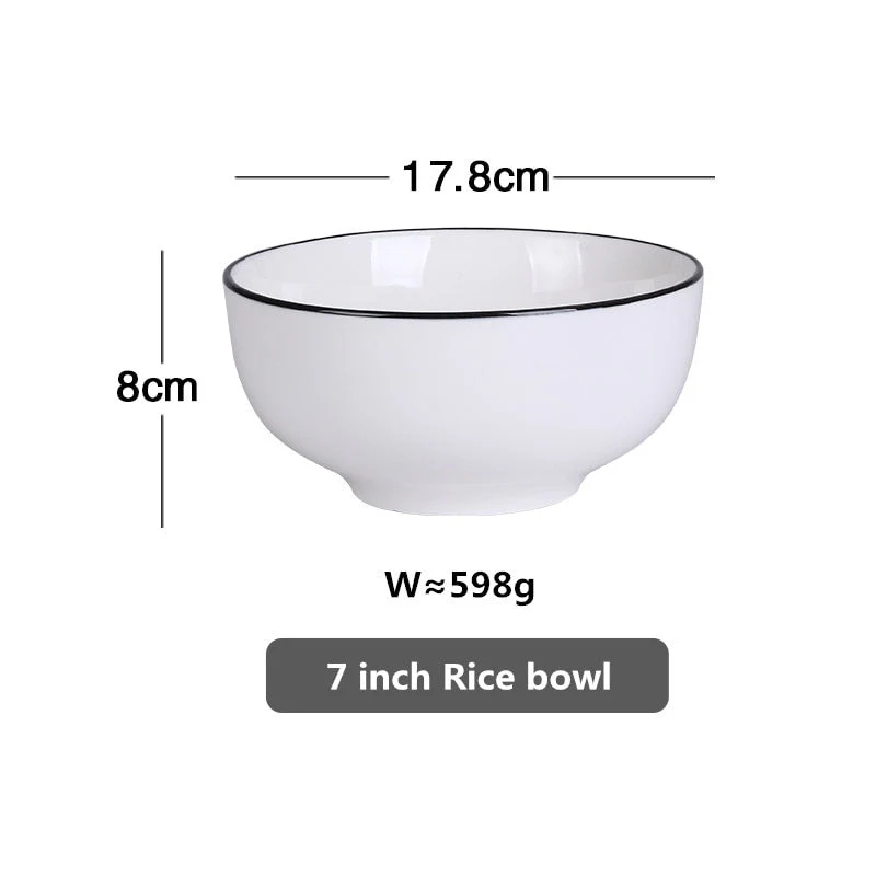 HULIANFU White Dinner Plate Set Ceramic Kitchen Plate Tableware Set Food Dishes Rice Salad Noodles Bowl Soup Kitchen Cook Tool 1pc - Deanwangkt