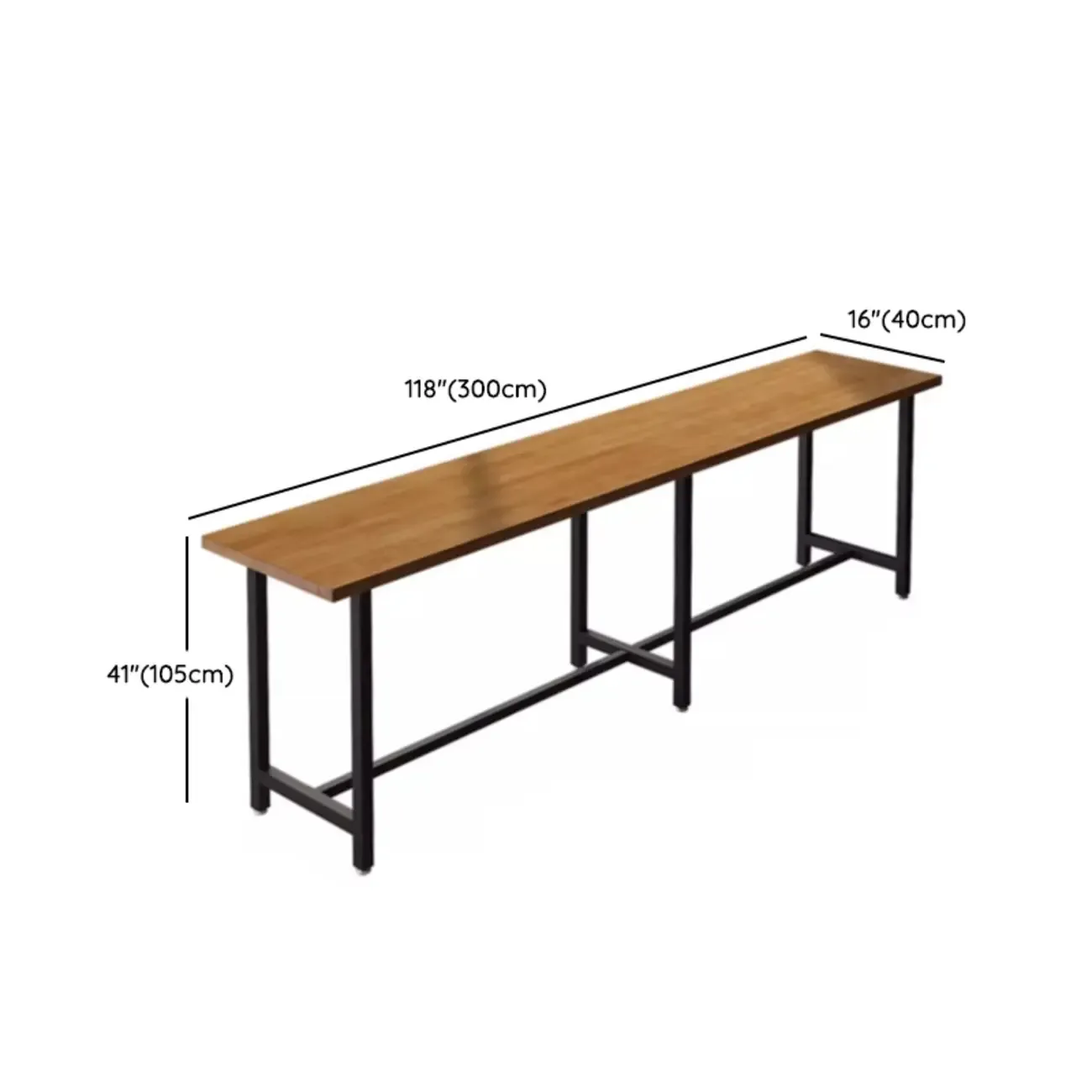 Footrest Black Metal 3-Pedestal Bar Table