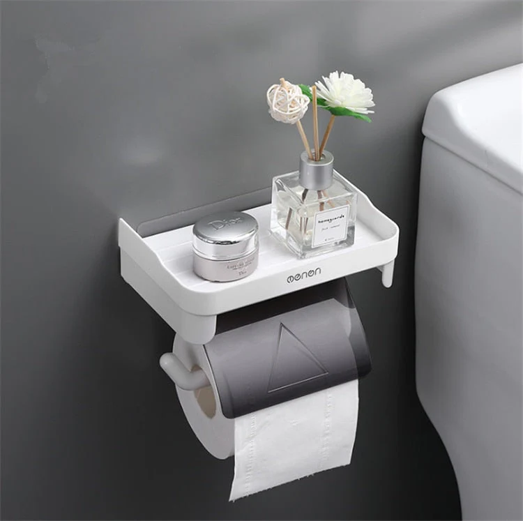 HULIANFU Wall Mount Roll Paper Storage Rack Multi-function Toilet Paper Holder Rack Bathroom Rack Shelves 3 Colors - Deanwangkt