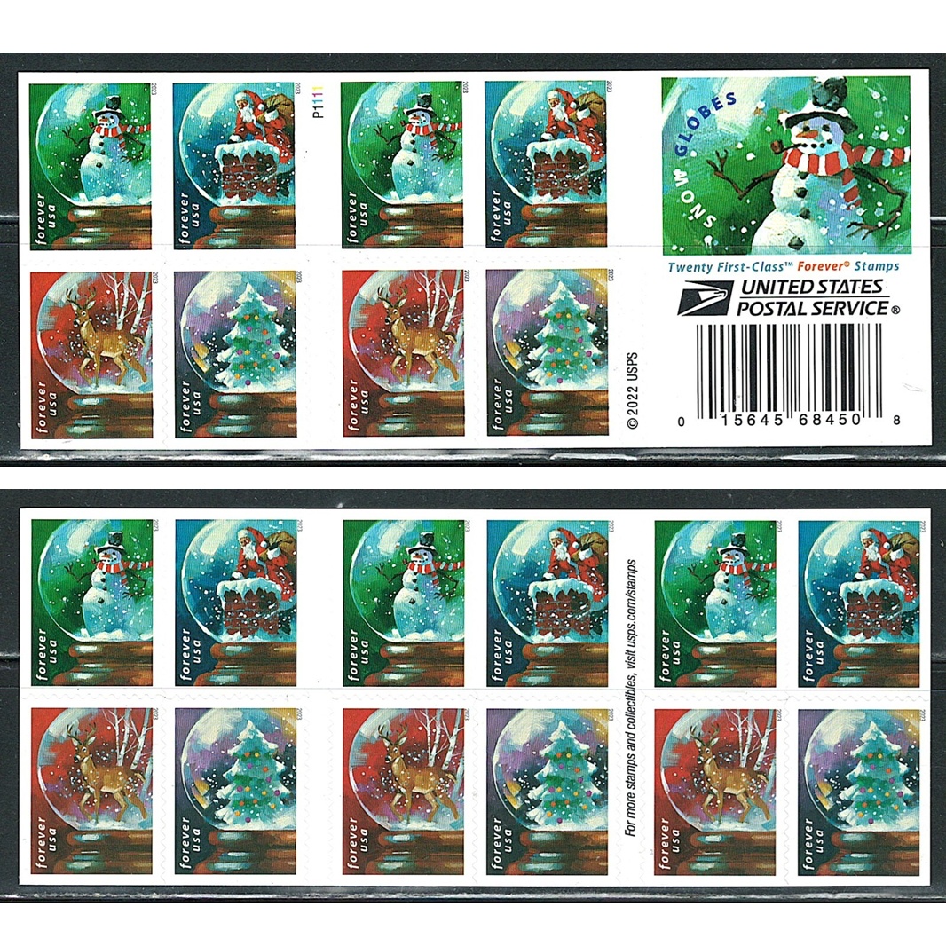 Snow Globes 2023, (Book of 20) - TWENTYSTAMPS