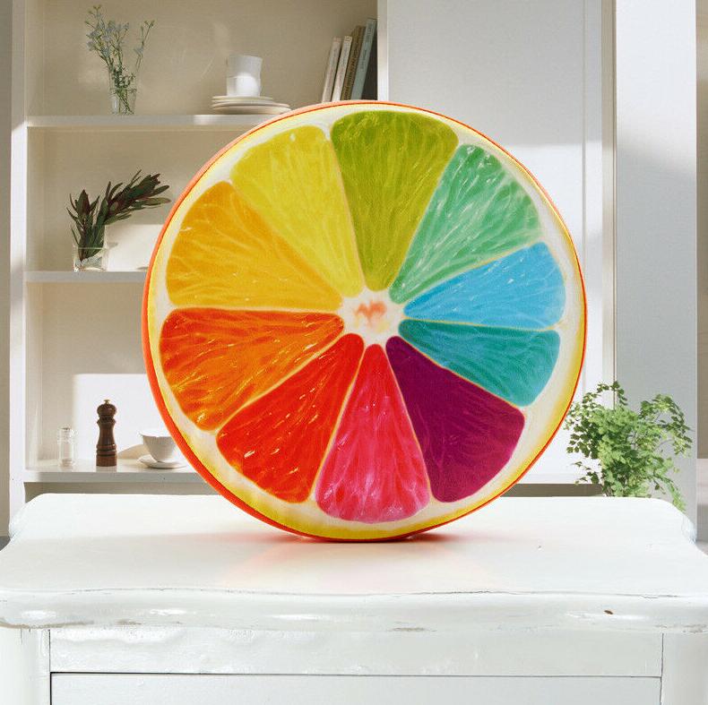 HULIANFU Thicken Fruit Design Round Soft Plush Cushion Tatami Office Chair Cushion Kindergarten Cartoon Cute Seat Pad - Deanwangkt