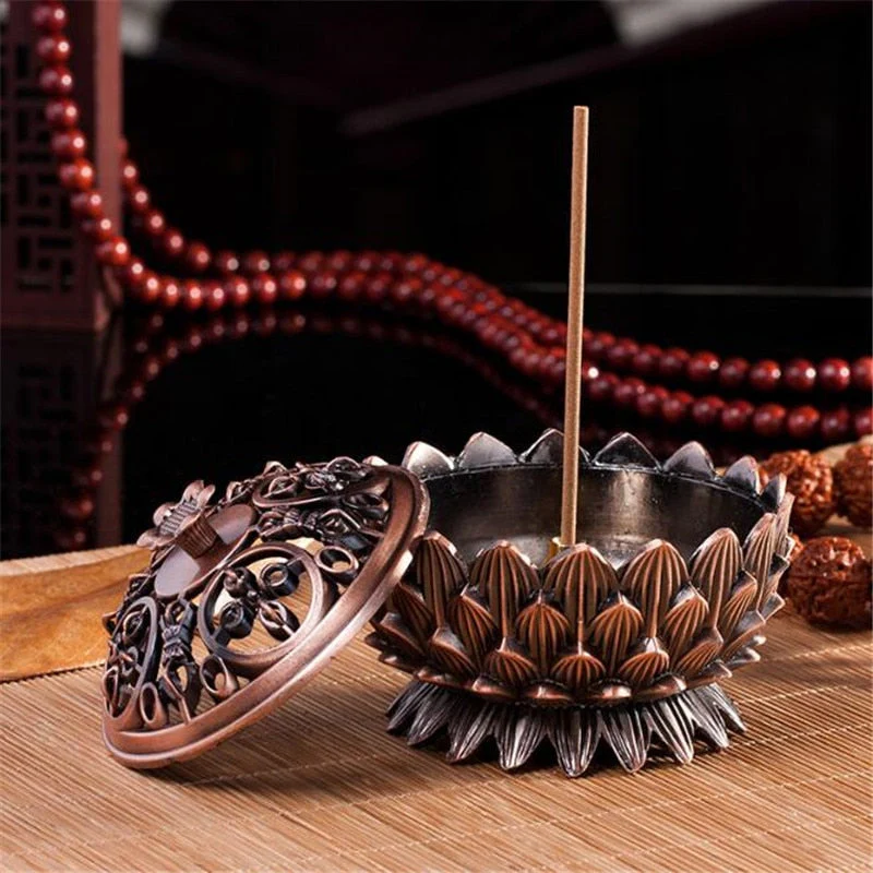 HULIANFU Retro Lotus Incense Burners Dragon Incense Holder Incense Burner Mini Sandalwood Censer Home Office Decor Decoration Craft - Deanwangkt
