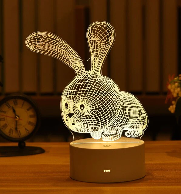 HULIANFU Romantic Love 3D Lamp Heart-shaped Balloon Acrylic LED Night Light Decorative Table Lamp Valentine Day Sweetheart Wife Gift - Deanwangkt