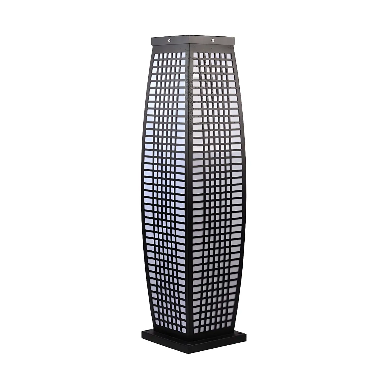 Black Metal Grid Vertical Post Cap Light