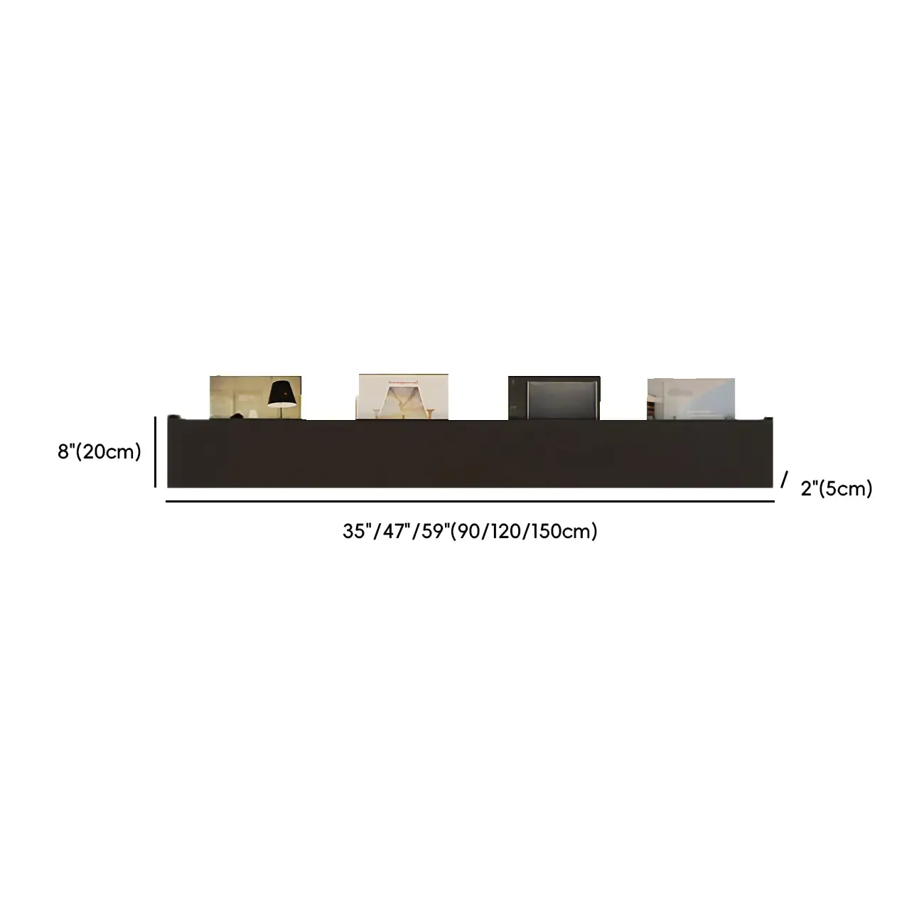 Modern Black Wall-Mounted Metal Floating Bookcase