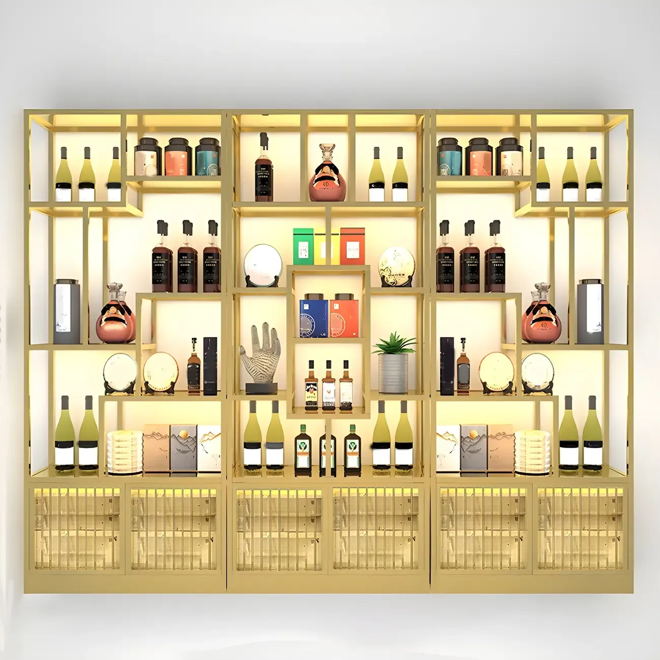 Glam Freestanding Gold Tall Metal Wine Rack