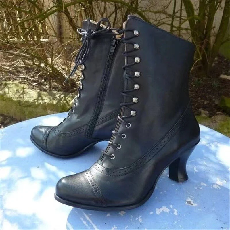 large size women's shoes British style boots thick heel short boots mid-tube motorcycle boots women's boots 43 - Deanwangkt