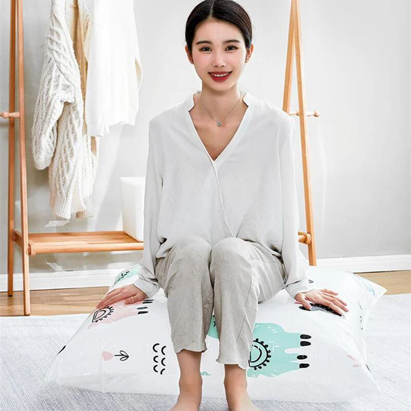 HULIANFU Reusable Vacuum Bag and Pump Cover for Clothes Storing Large Plastic Compression Empty Bag Travel Accessories Storage Container - Deanwangkt