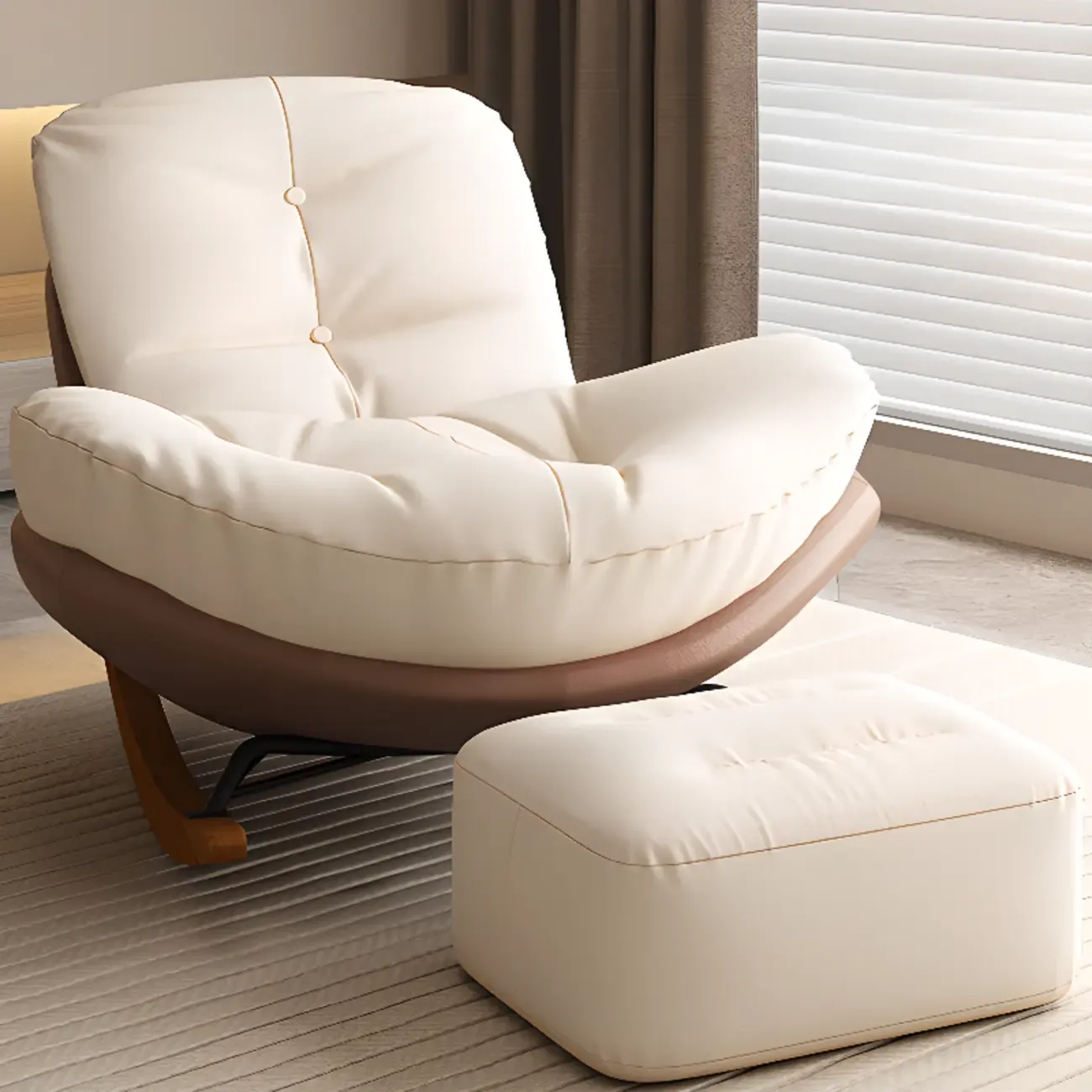 Scandinavian Upholstered Rocking Chair with Optional Ottoman