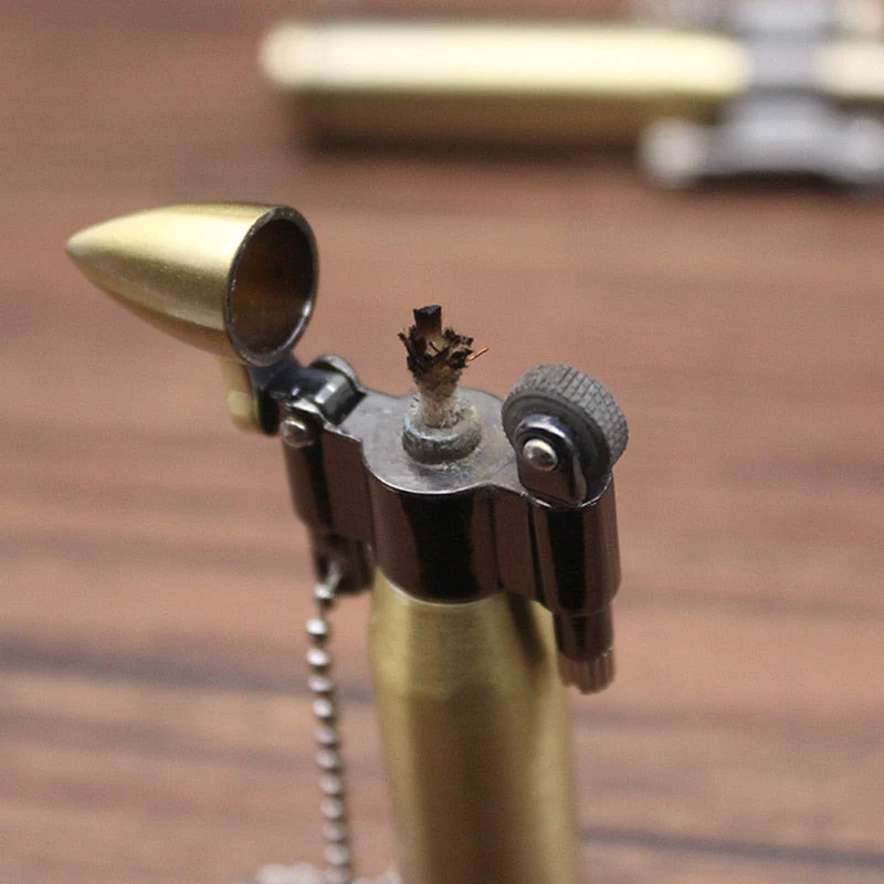 HULIANFU Retro Bullet Flint Free Fire Lighter Torch Grinding Wheel Keychain Oil Lighter New Metal Cigar Cigarette Lighter Gadget For Man - Deanwangkt