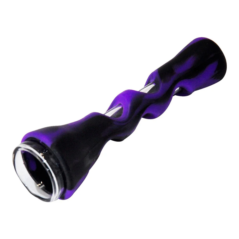 HULIANFU TOPPUFF Glass Smoking Pipe 20MM Camouflage Horn Shape Silicone Tobacco Pipe One Hitter Dugout Pipes Smoke Accessories - Deanwangkt