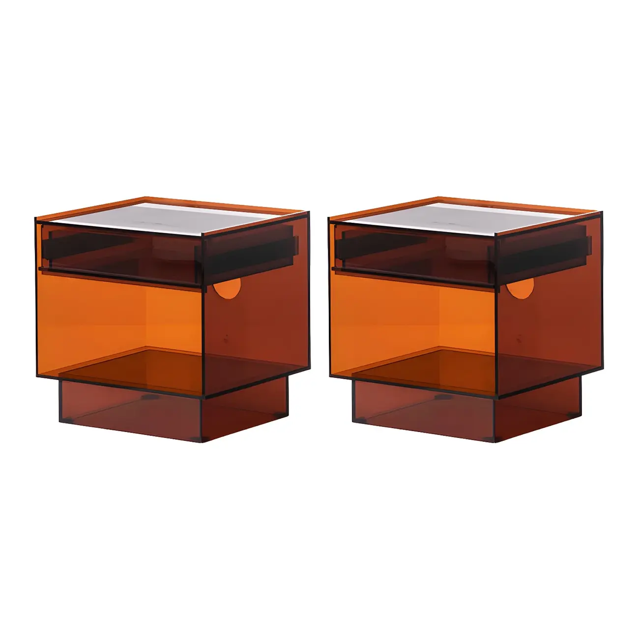 Modern Small Acrylic Nightstand with Drawer