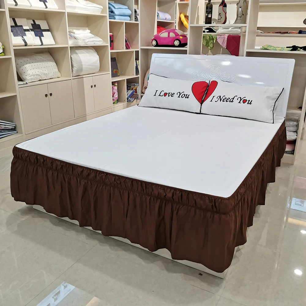 HULIANFU Pleated Bed Skirt Single and Double Dustproof  Cover Surrounding ding Plain Elastic Band  Apron - Deanwangkt