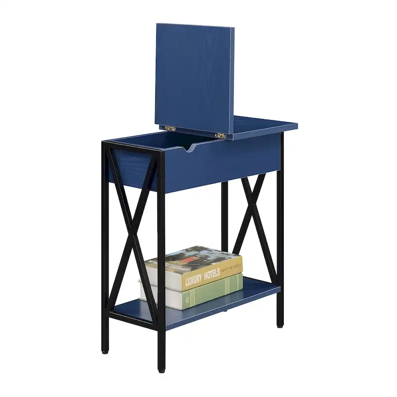 Tucson Flip Top End Table with Charging Station and Shelf