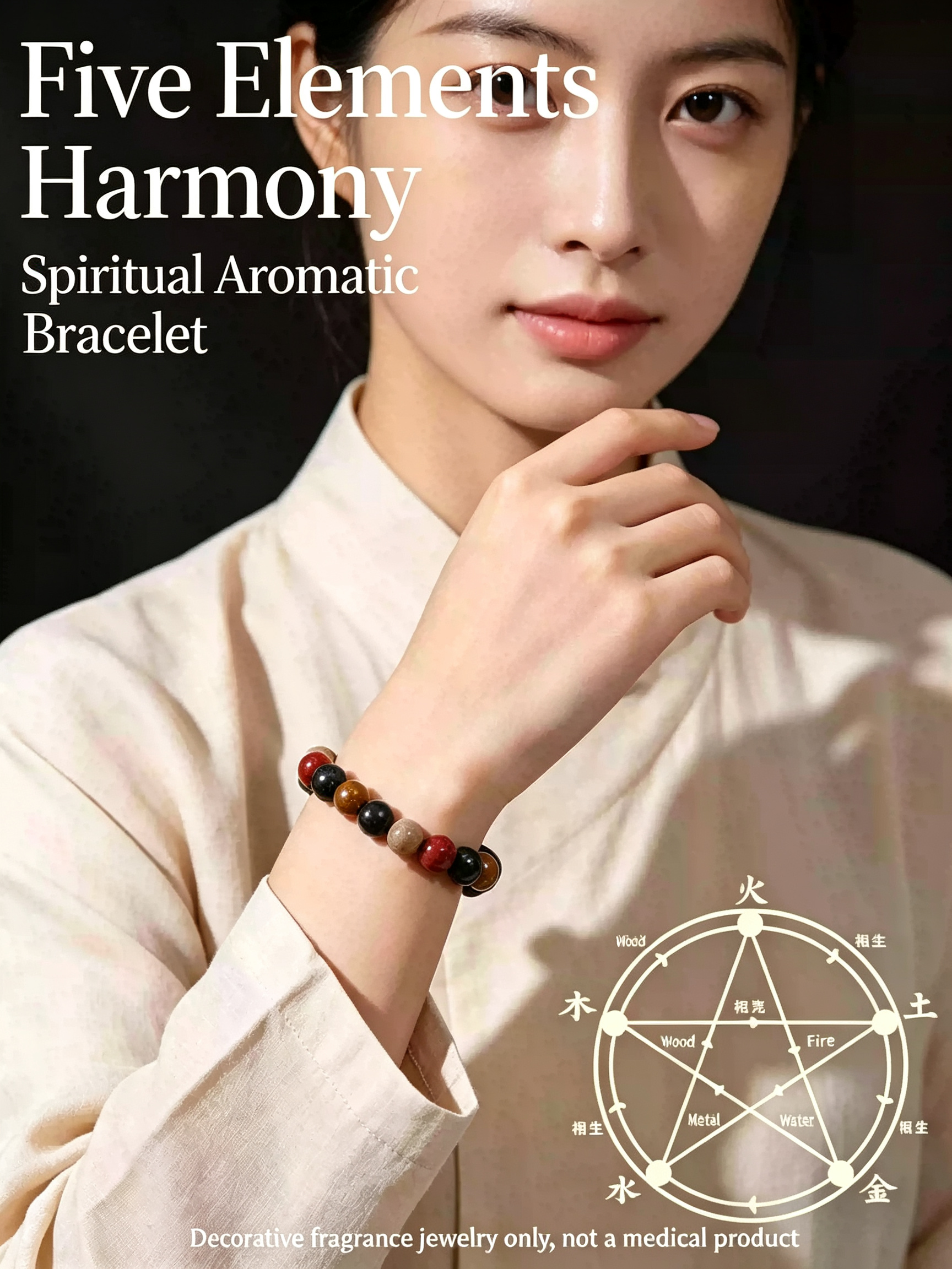 Five‑Elements Aromatic Beaded Bracelet, Hand‑crafted Spiritual Scented Bead Jewelry | Feng Shui Inspired Handcrafted Jewelry - Vibe Jew