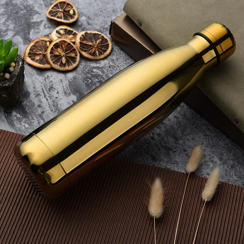HULIANFU Travel Drinking Kettle Outdoor Sport Water Bottle 500ml Double Wall Stainles Steel Thermos Cup Leakproof Insulated Vacuum Flask - Deanwangkt
