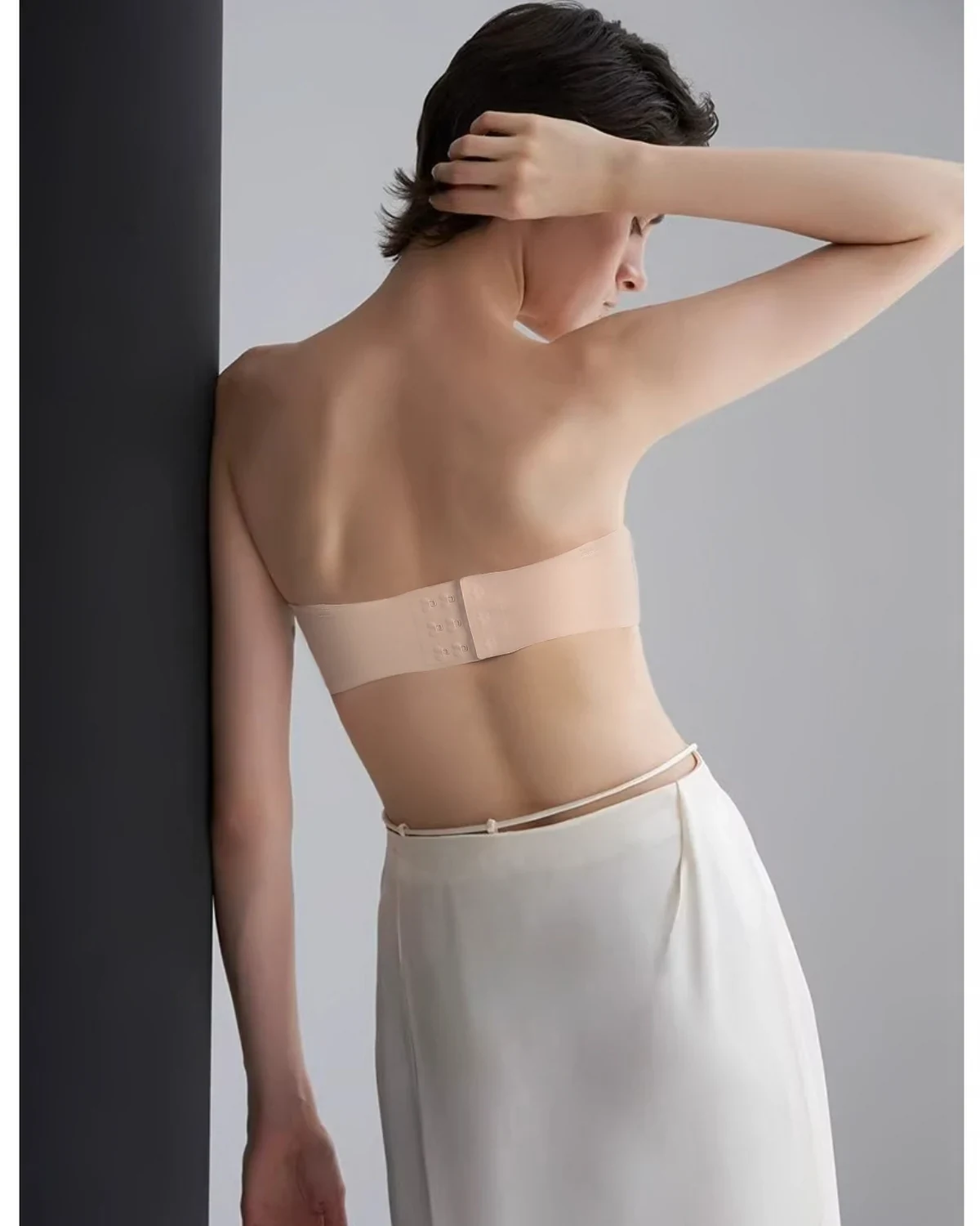 Mulberry silk and modal blend smooth seamless added coverage bandeau for women, one-piece tube top, silk bra with U-back design
