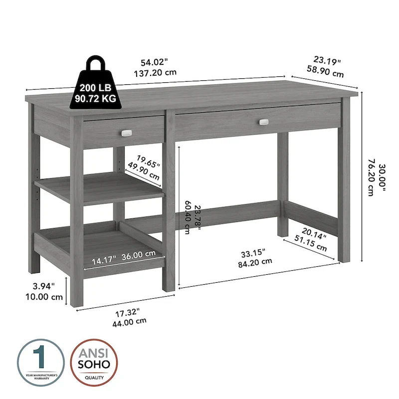 Broadview 54W Computer Desk with Shelves by Bush Furniture