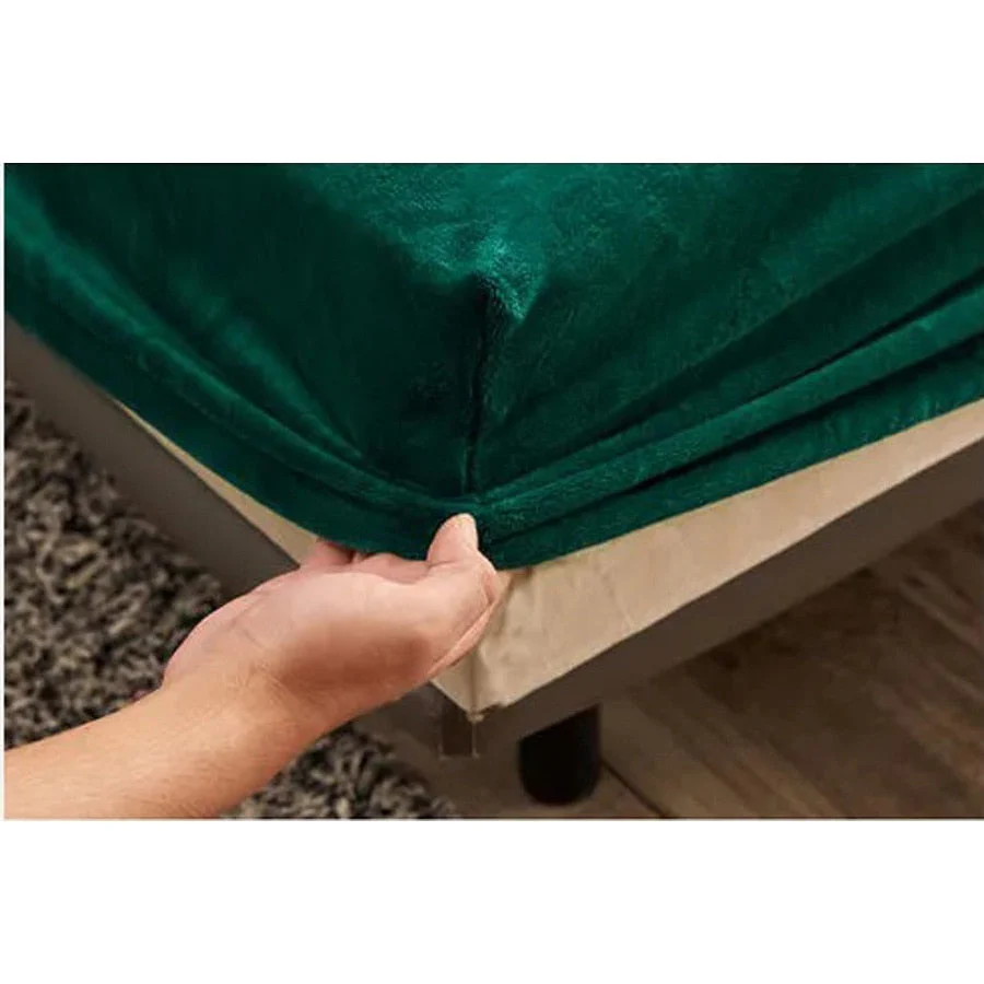 HULIANFU  WOSTAR Flannel winter warm elastic band fitted sheet mattress protector cover super soft cozy king size bed sheet and pillowcase - Deanwangkt