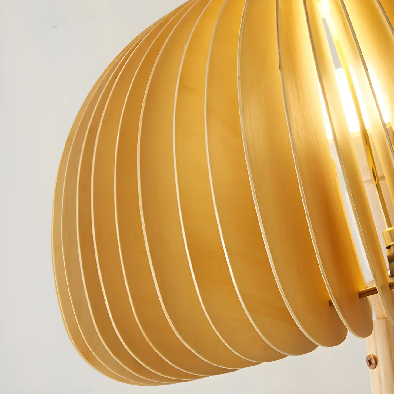 Art Deco Yellow Wooden Mushroom-Shaped LED Table Lamp