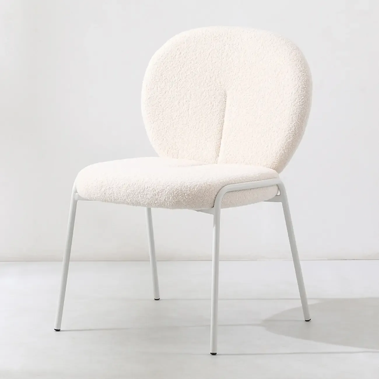 Modern Off-White Upholstered Full Back Dining Chair