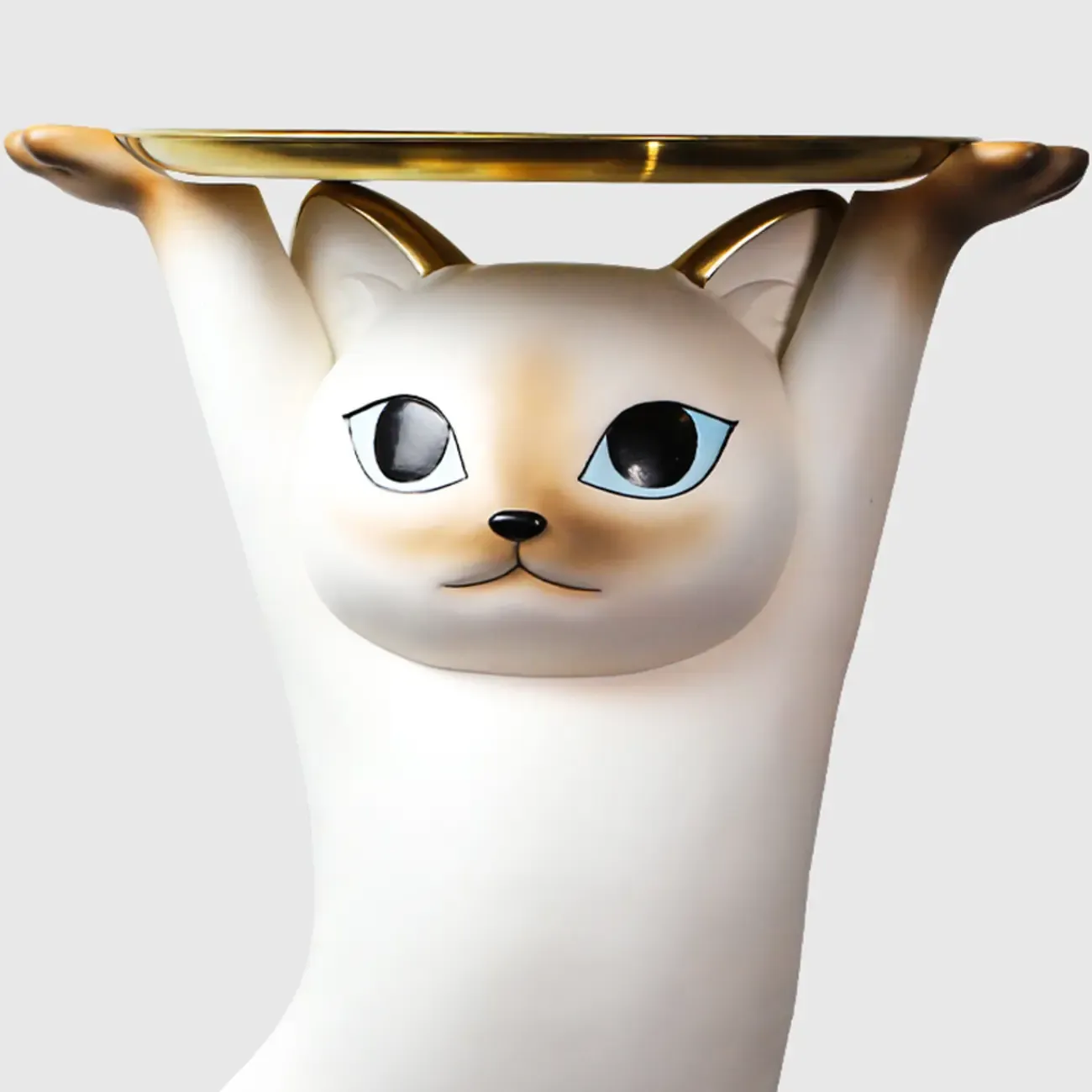Modern Cute Cat-Shaped Golden Round Top Side Table