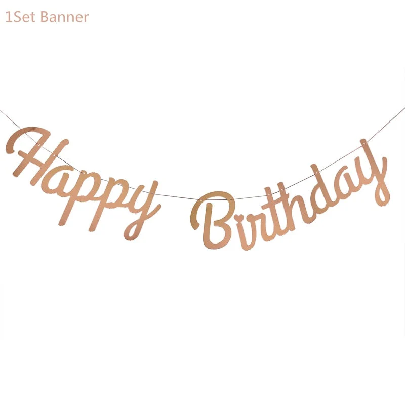 HULIANFU Rose Gold Wedding Birthday Party Balloons Happy Birthday Letter Foil Balloon Baby Shower Anniversary Event Party Decor Supplies - Deanwangkt