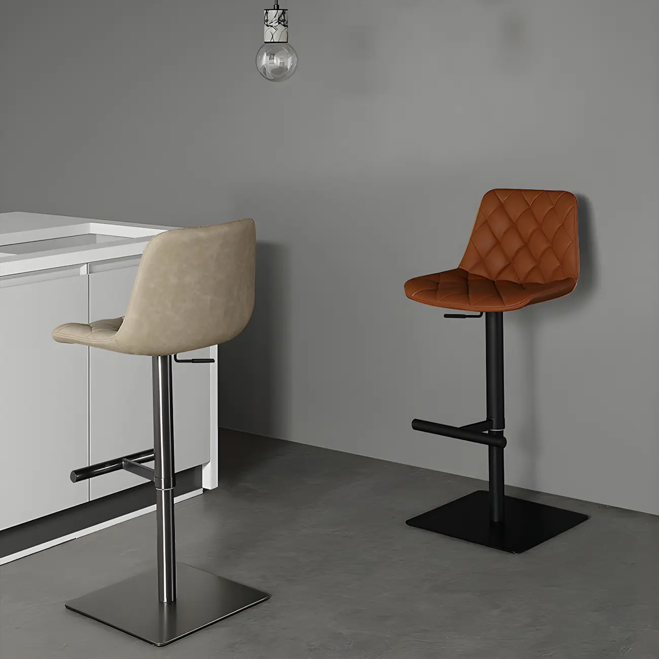 Modern Low Back Cushioned Swivel Adjustable Bar Stool