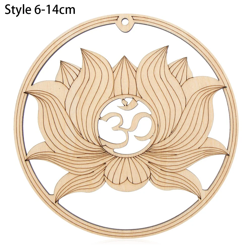 HULIANFU Log Color Chakra Pattern Round Edge Circles Carved Wooden Stand Coaster Flower of life Reload Stone Kitchen Hot Pad Mat Decor - Deanwangkt