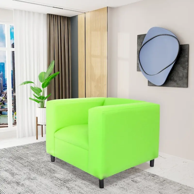 Coast to Coast Sofas Mid Century Modern Sofa Chair Faux Leather Solid Wood Frame Upholstered