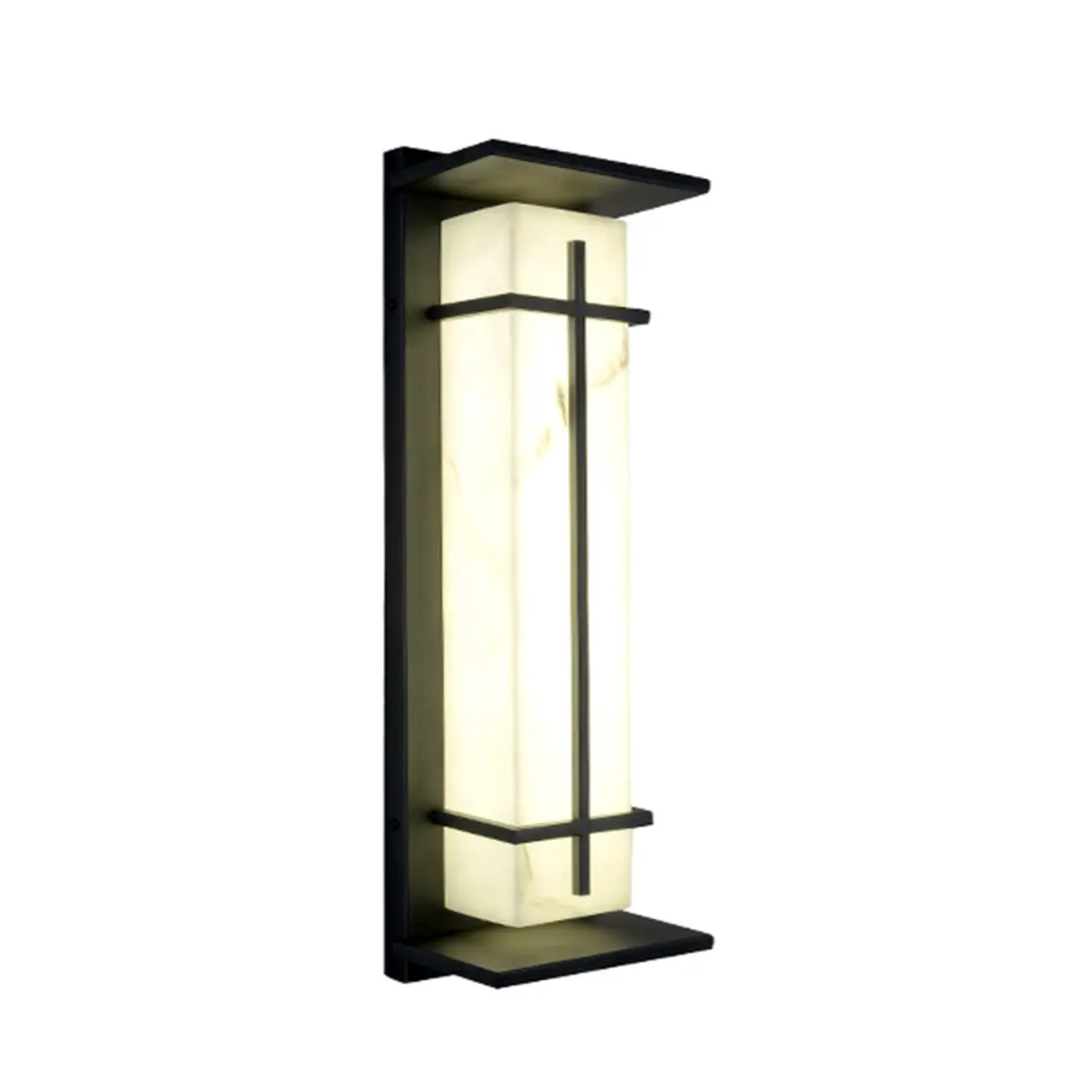 Outdoor Black Cylinder Steel & Stone LED Wall Sconce