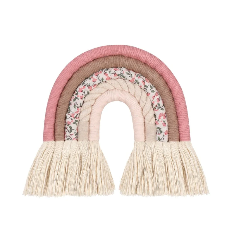 HULIANFU Lines Macrame Rainbow Hanging Ornament DIY Rope Handmade Woven Wall Decor Baby Girls Room Decor Home Nursery Decor - Deanwangkt