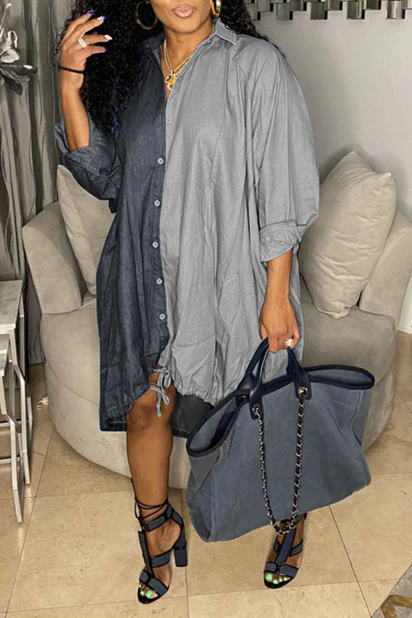 Hit Color On-trend Oversize Single Breasted Midi Dress - Deanwangkt