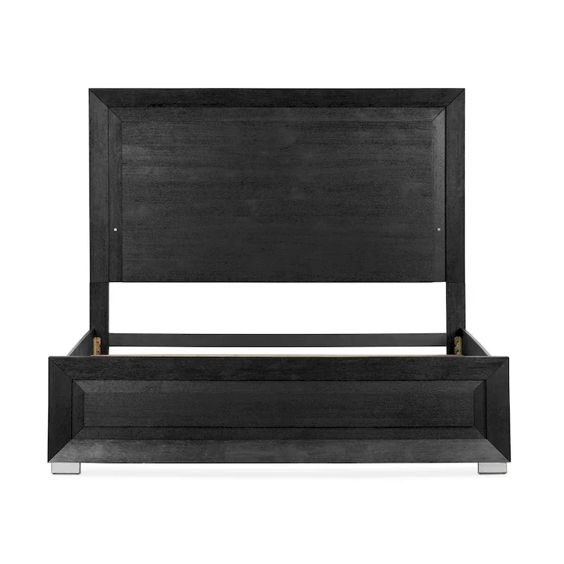 Furniture of America Alaric Modern Black Solid Wood Panel Bed with LED Light Headboard