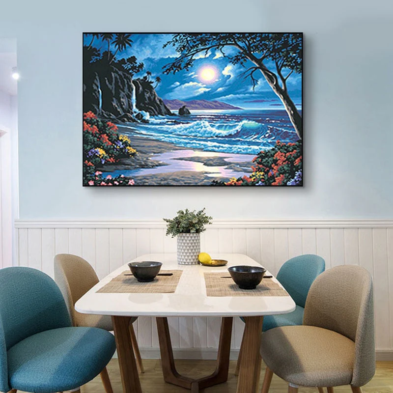 HULIANFU Villa Scenery DIY 5D Diamond Painting Full Round Resin Mosaic Landscape Diamond Embroidery Picture Rhinestone Home Decor Gift - Deanwangkt