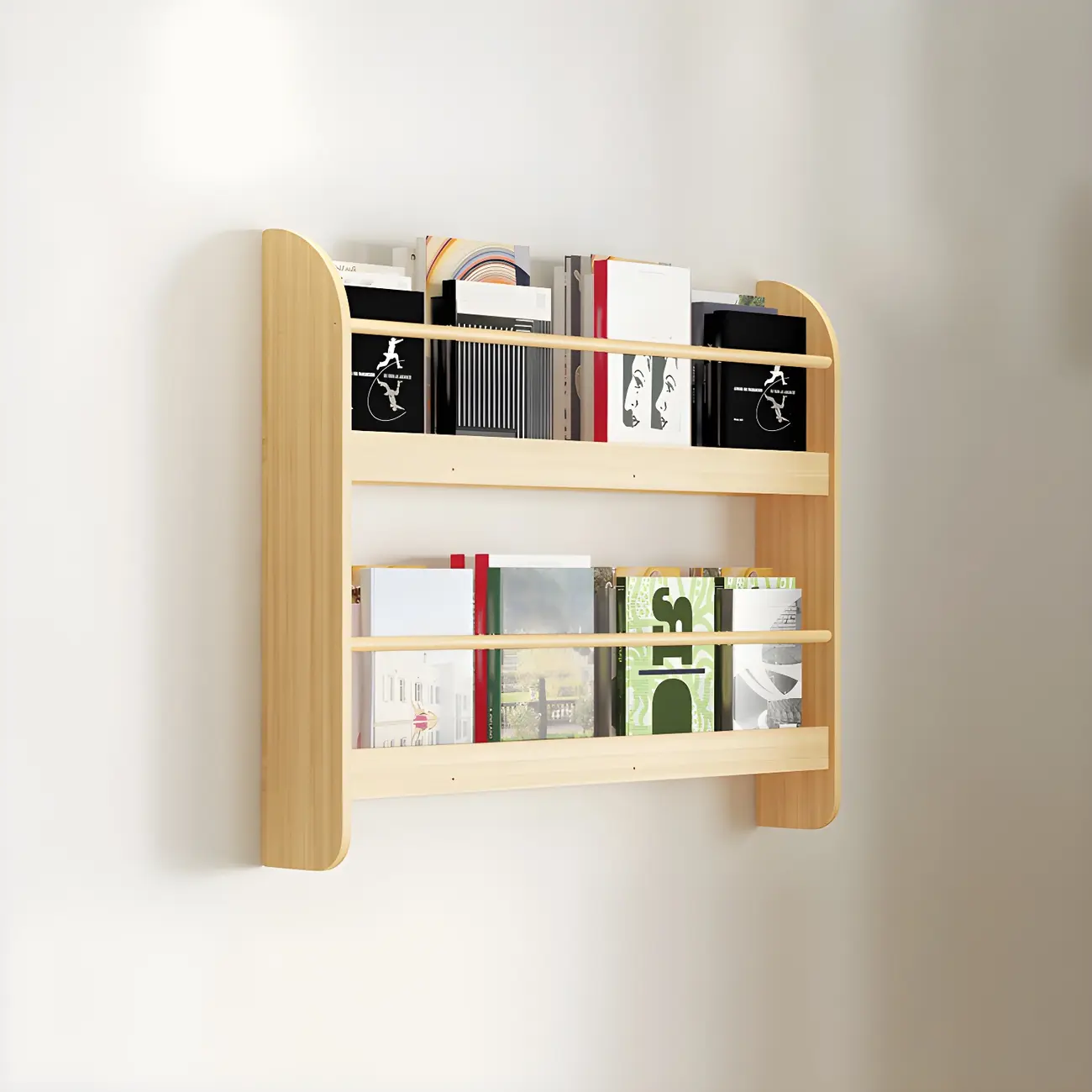Modern Slim Wood Wall-Mounted Bookshelf