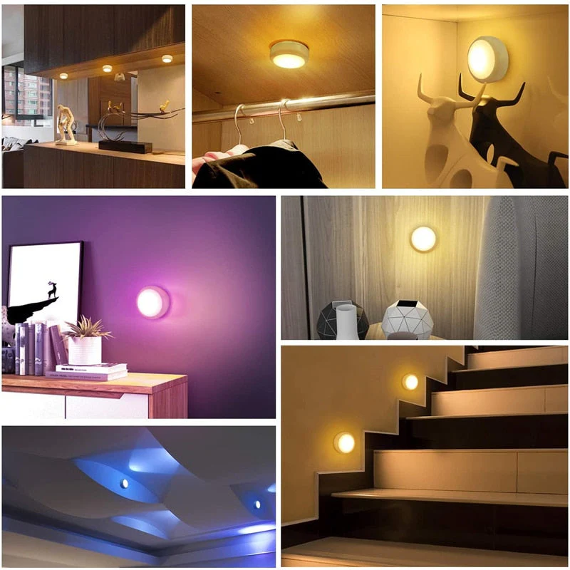 HULIANFU LED Puck Light Remote Control Dimmable Wireless Touch Sensor Battery Operated Portable Kitchen Hallway Closet Cabinet Night Lamp - Deanwangkt