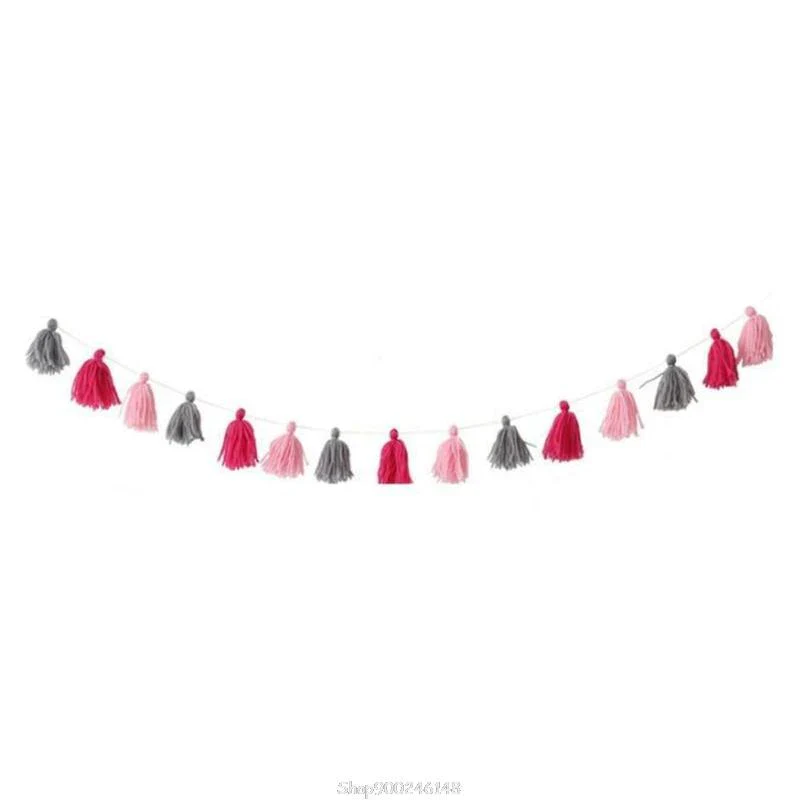 HULIANFU Nordic Cotton Rope Wooden Bead Garland with Tassel Wall Hanging Nursery Props Ornament Kids Baby Room Decor S24 20 Dropship - Deanwangkt