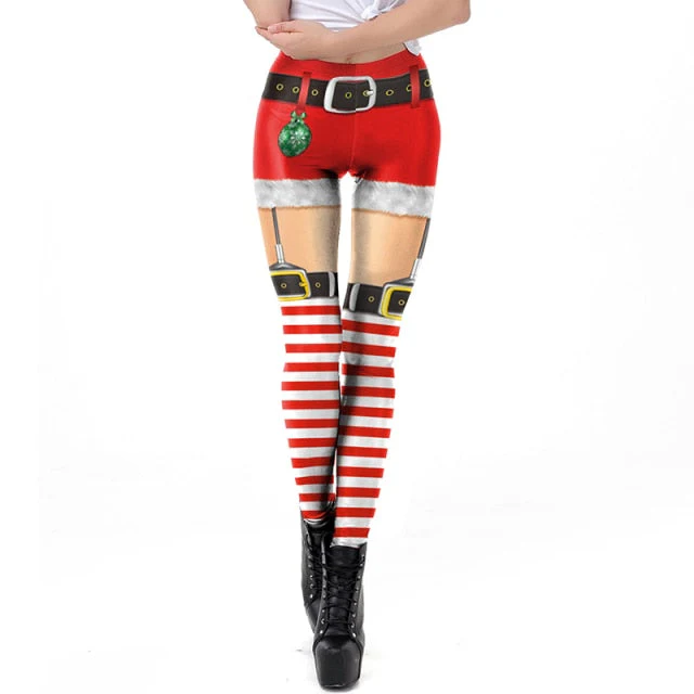 Women Leggings Fashion 3D Digital Printing Christmas Leggings Funny Sexy Printed Elastic Christmas Skinny Leggings Gothic - Deanwangkt