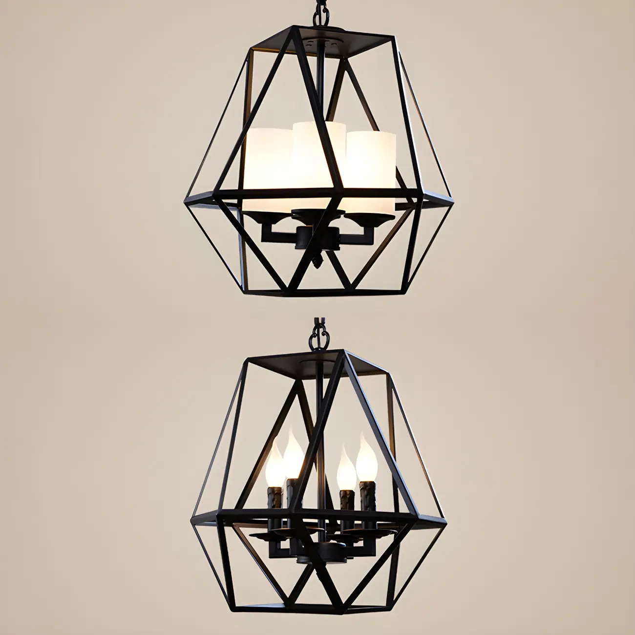 Black Geometric Iron Frame Modern Chandelier
