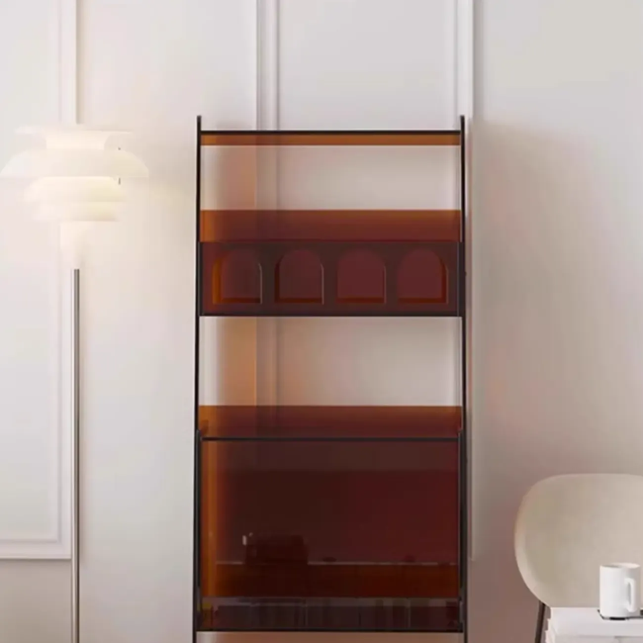 Narrow 4-Tier Black Acrylic Ladder Bookcase