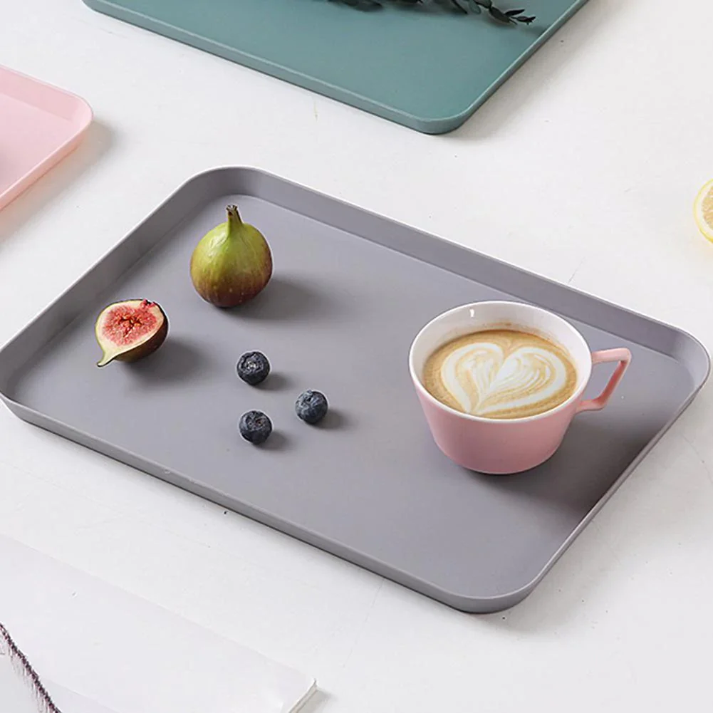 HULIANFU Nordic Simple Rectangular Fruit Dessert Plastic Storage Tray Kitchen Supplies Fruit Plate Restaurant Hotel Bread Pans Tray - Deanwangkt