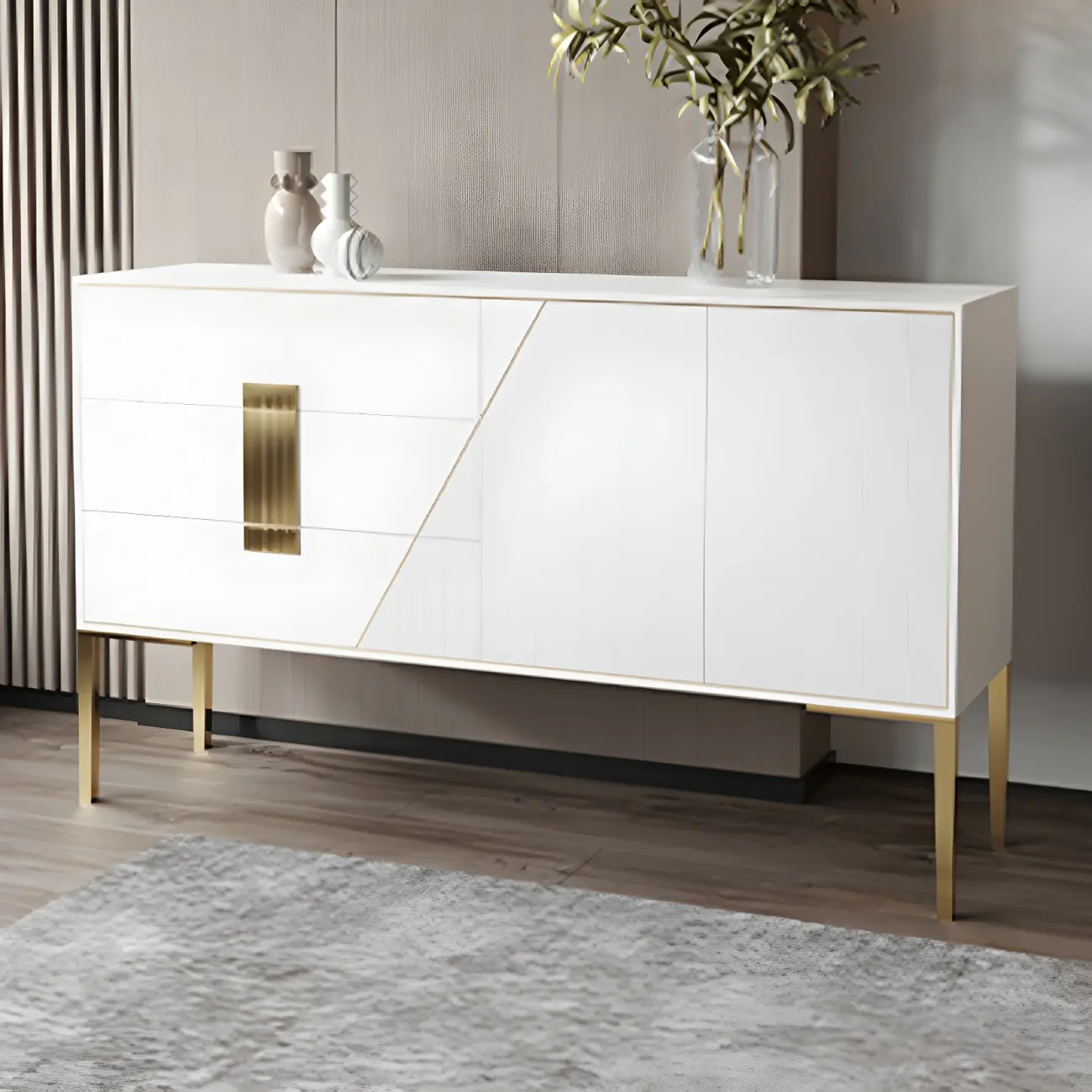 Glam Sleek Wooden Sideboard with Drawers