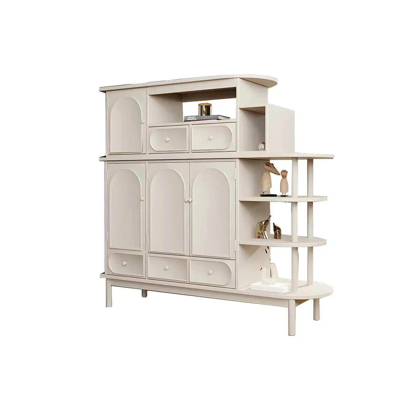 Modern White Wooden Multi-functional Utility Living Room Cabinet