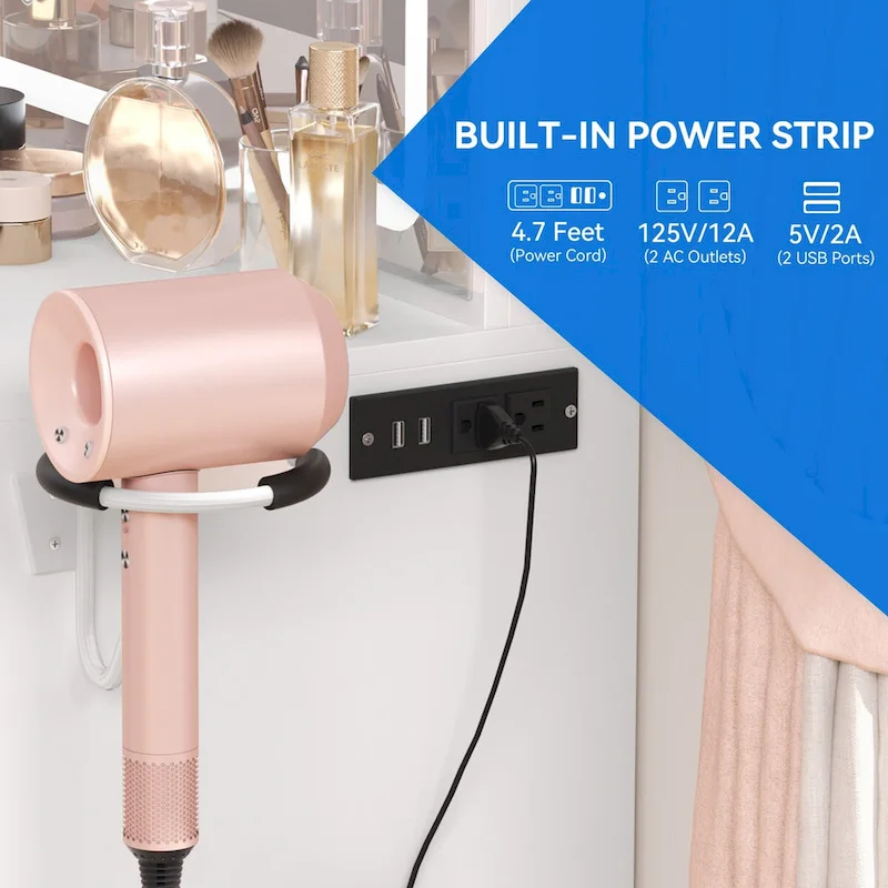 Moasis Vanity Set with Led Lights Makeup Desk Dressing Dresser Desk Table with 4 Drawer - 35.43L x 15.74W x 53.54H