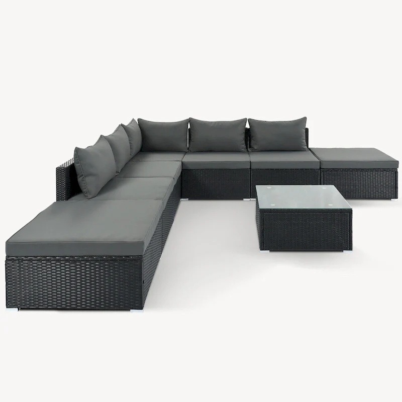 8-Piece Wicker Modular Sectional Sofa Set with Coffee Table