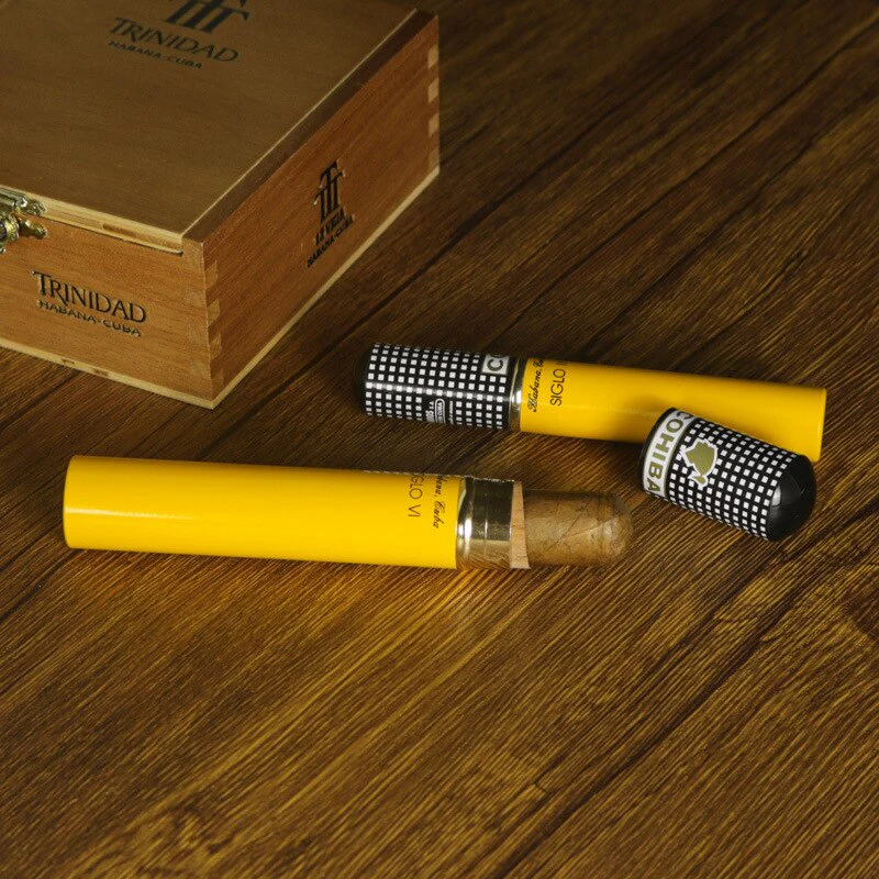 HULIANFU Portable Travel Moisturizing Cigars  Tube Humidor Aluminum Waterproof Cigar Tube Humidor Holder Cedar Wood Lined - Deanwangkt