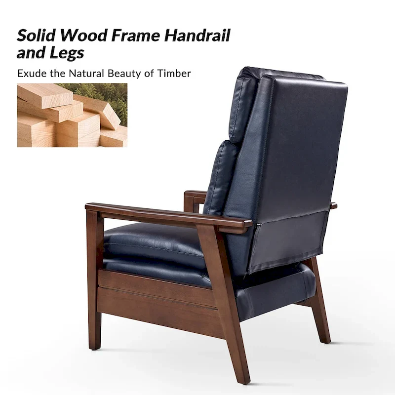 Patrick Mid-century Vegan Leather Solid Wood Recliner Set of 2 by HULALA HOME