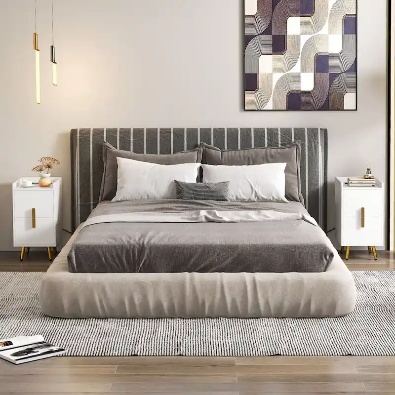 Costway Nightstand with Charging Station Home Bedside Sofa Side Tables